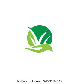 logotipo del paisaje, cuidado del césped, logotipo de la agricultura, agricultura ecológica orgánica, diseño del logotipo del Vector agrícola	