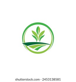 logotipo del paisaje, cuidado del césped, logotipo de la agricultura, agricultura ecológica orgánica, diseño del logotipo del Vector agrícola	