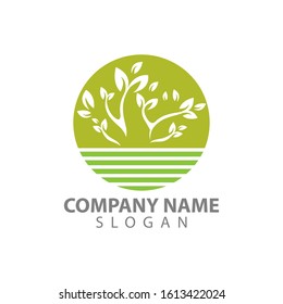 landscape logo for lawn or gardening business, organization or website