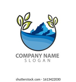 landscape logo for lawn or gardening business, organization or website