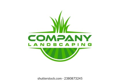 landscape logo for lawn or gardening business design template	
