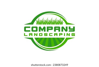 landscape logo for lawn or gardening business design template	
