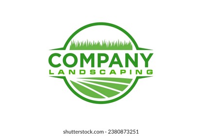 landscape logo for lawn or gardening business design template	
