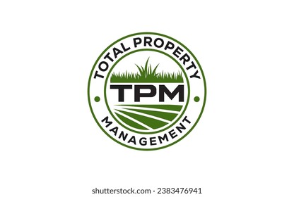 landscape logo for lawn or gardening business design template	
