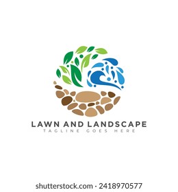 Landscape logo for lawn or gardening business vector image. Illustration graphic vector of lawn care, landscape services, grass concept logo design template