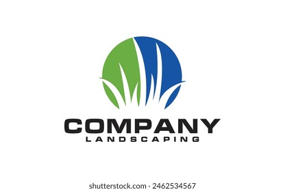 landscape logo for lawn or gardening business design template