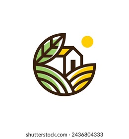 Landscape logo with line art concept