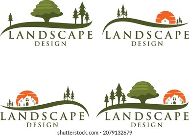 landscape logo mascot editable vector  