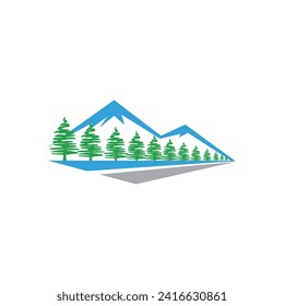 Landscape logo with mountain background