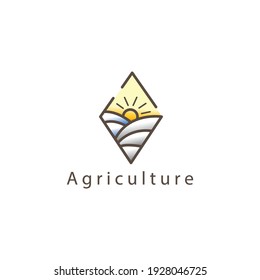 landscape logo  outline pyramid design vector illustration  