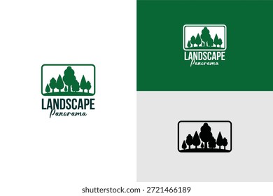 logotipo paisagem com panorama de árvore