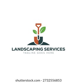 Logotipo da paisagem, serviços profissionais da paisagem, projeto do jardim e soluções do cuidado do gramado