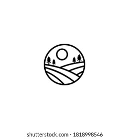 landscape logo vector icon line outline monoline	
