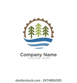 Landscape logo vector. Woodworking logo