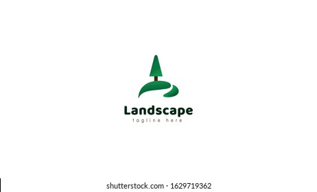 landscape logos with the concept of green and tree views