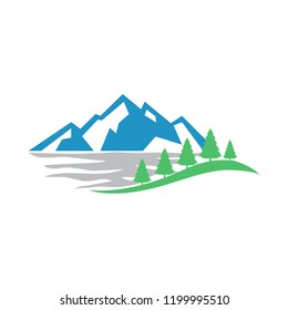 Landscape logotypes. Abstract nature logos. Flat design.