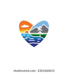 landscape love color vector sea mountain illustration design