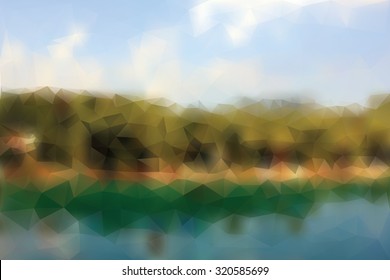 Landscape low poly effect abstract vector background.