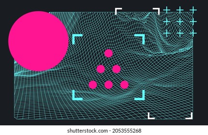 Paisaje hecho de wireframe poligonal.