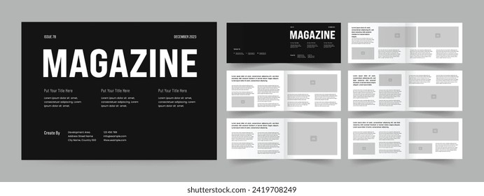 Landscape magazine layout and magazine template