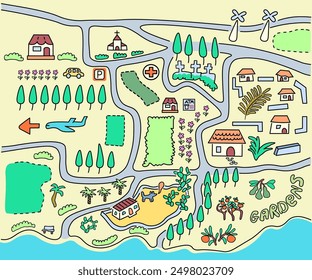 landscape map view in doodler style in vector. image for background design poster web banner wallpaper