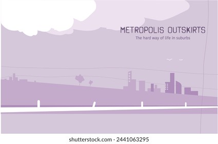 Landscape of metropolis suburbs. Book cover and banner