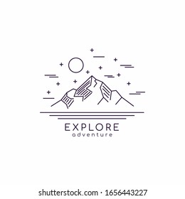 Landscape minimalist line art mountain logo design