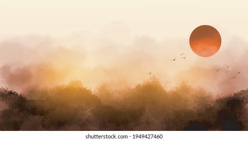 水墨画 雲 の画像 写真素材 ベクター画像 Shutterstock