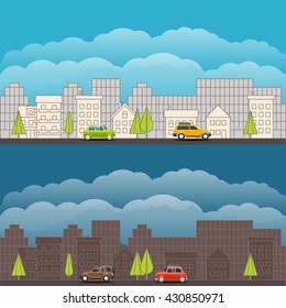 Landscape with the modern city. 