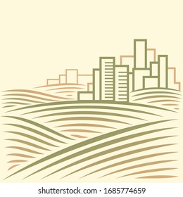 landscape with modern smart city