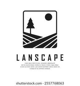 Landscape monochrome logo design template