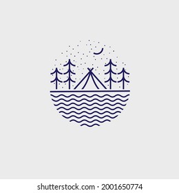 
landscape monoline logo, vector, lineart