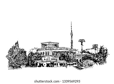 Landscape Moscow city graphics vector