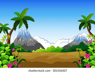 landscape with mountain background