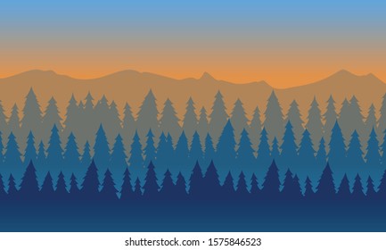 Landscape Mountain Background in the afternoon with orange colour sky