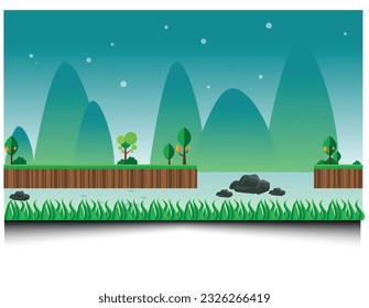 Landscape Mountain Cartoon For Game Background eps
