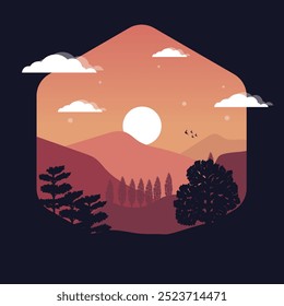 Landscape Mountain Flat Design Template