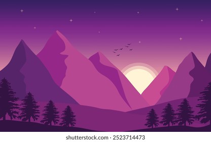 Plantilla de diseño plano de Landscape Mountain