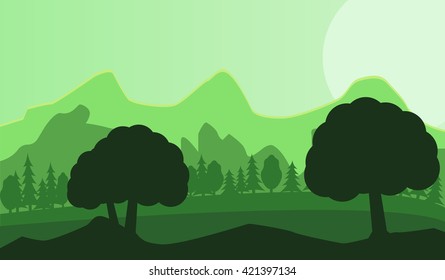 Landscape mountain and forest green