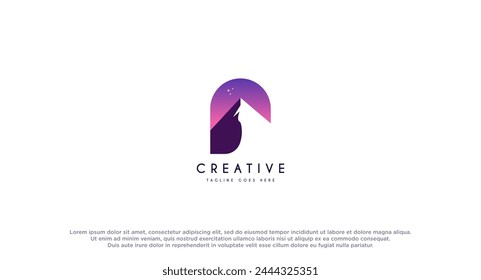 Landscape Mountain Logo design vector illustration.