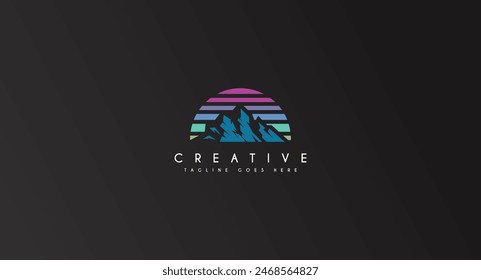 Landscape Mountain Logo design vector illustration.