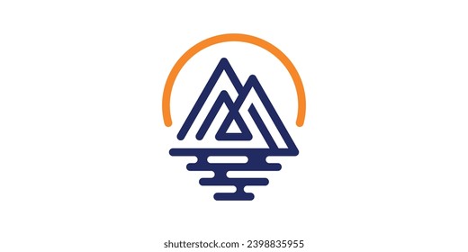 landscape, mountain, minimalist line logo design.