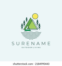 landscape mountain monoline logo inspiration vector icon illustration