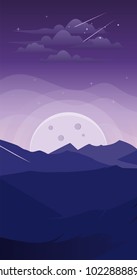 Landscape mountain at night. Fantasy wallpaper smartphone, background, android, iphone Landscape mountain at night. Fantasy wallpaper smartphone, background, android, iphone