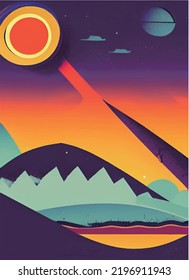 landscape mountain night vector illustration