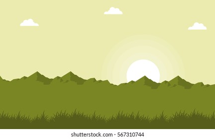 Landscape of mountain on green backgrounds vector art