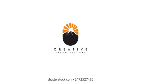 Landscape Mountain Panorama view logo design vector illustration.