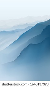 Landscape with Mountain Peaks Abstract Background. Gradient Vector Illustration.Vector landscape with mountains. 