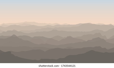 Landscape with Mountain Peaks Abstract Background. Gradient Vector Illustration.