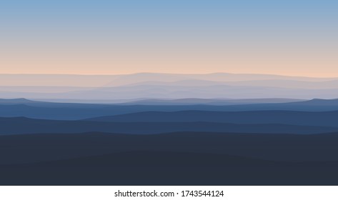 Paisaje con Picos de Montaña Resumen Fondo. Ilustración de vectores de gradiente.